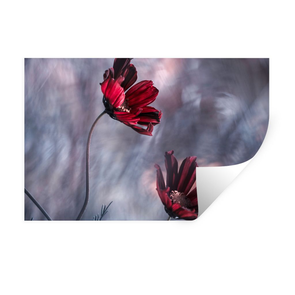 MuchoWow Wandtattoo Wandsticker Wandaufkleber Blumen - Rot - Pflanzen - Natur 120x80 cm Selbstklebend und Repositionierbar - Selbstklebend - Foto...