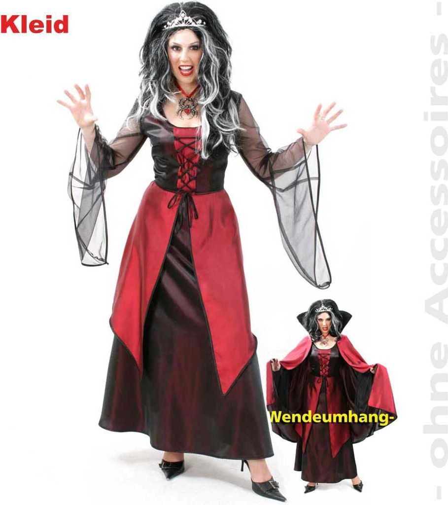 Gothic Kleid Vivien Halloween Fries Damenkleid rot Gr. 42