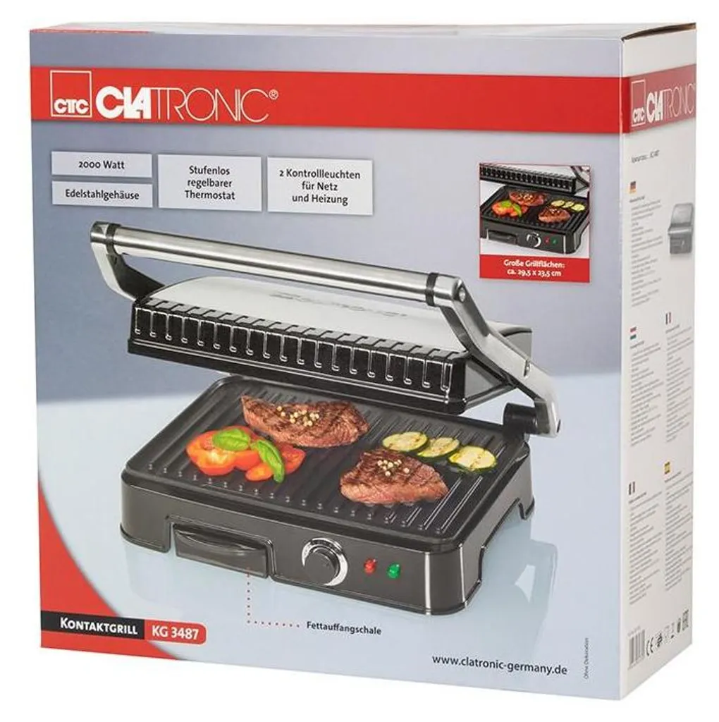 Gril de table Clatronic KG 3487 pour cuisiner sainement sans graisse - 18