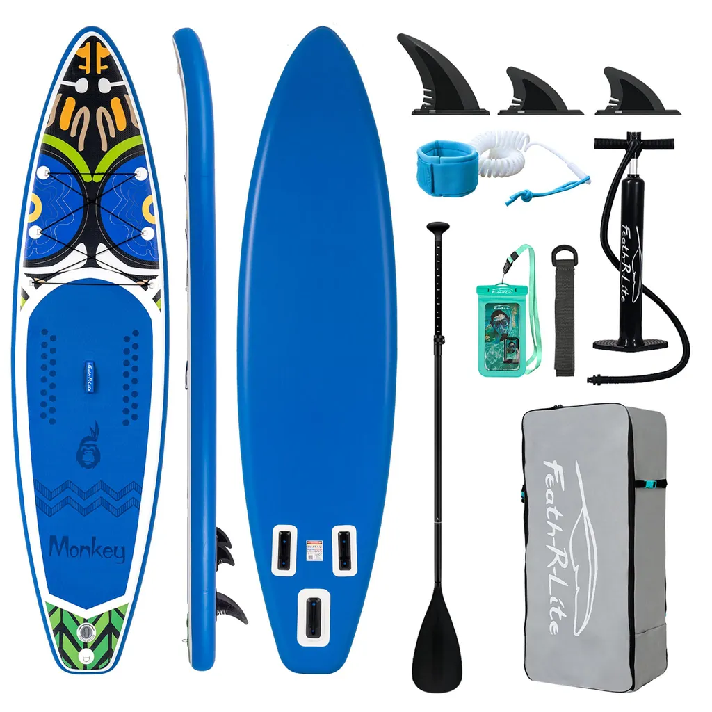 SUP gonflable 335cm rigide - Stabilité 190kg - Pack Complet Paddle Monkey