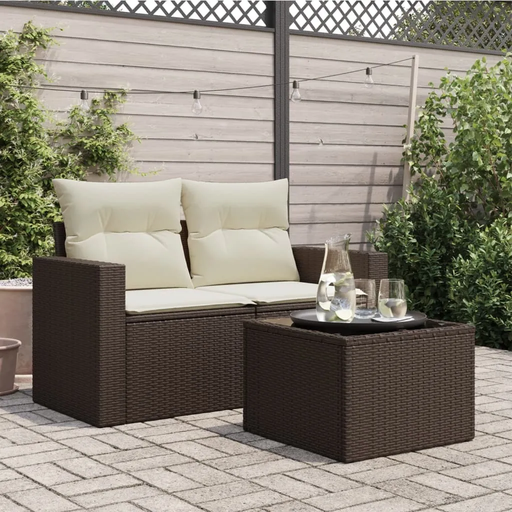 Tavolo da giardino marrone, 60,5x106 cm, in resina intrecciata