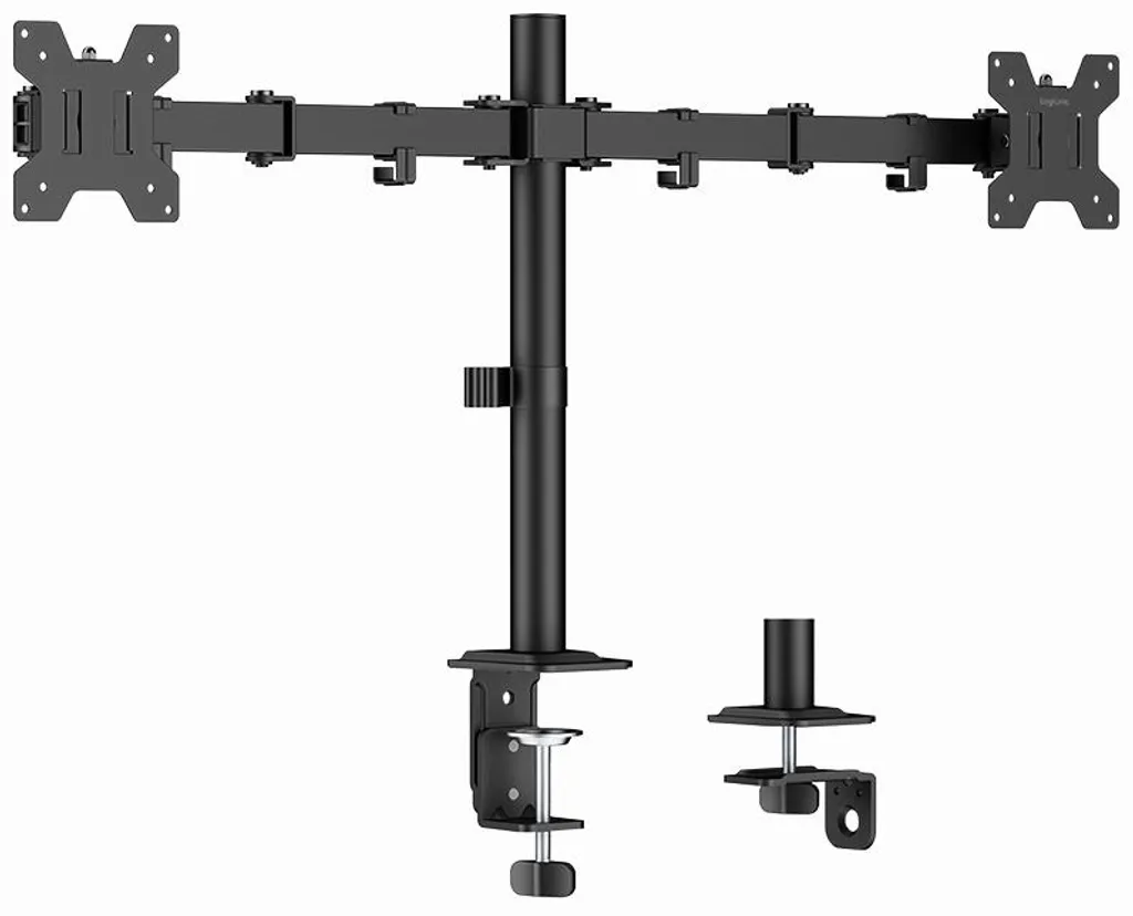 Support double écran LogiLink noir avec pince de fixation - Bras 376mm