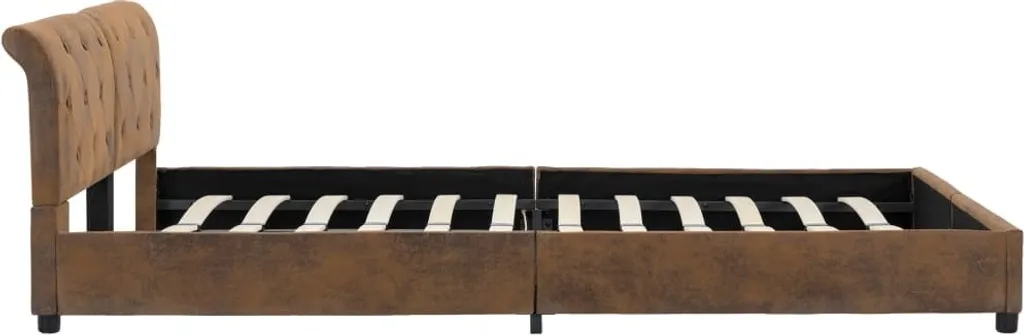 Cadre de lit marron aspect daim 160 x 200 cm - Lit Double Moderne - 6