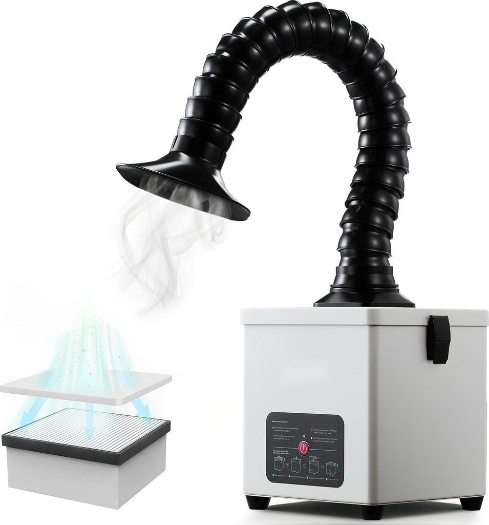 Lötrauchabsauger - Tisch-Rauchabsauggerät - Dreistufiger Filter - Saugleistung 180 m³/h - Dreistufige Luftstromregelung - Bürstenloser Motor - ...