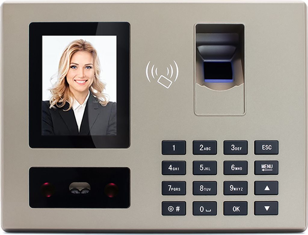 Biometrische Zeiterfassungsmaschine fuer Mitarbeiter. Unterstuetzung fuer biometrische Ein- und Ausstempelung. Unterstuetzt 1500 Fingerabdruecke/15...