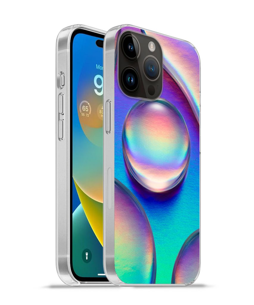 MuchoWow Handyhülle Schutzhülle Hülle für Apple iPhone 14 Pro Max Wasser - Regenbogen - Abstrakt Silikon Softcase Handy Hülle - Hardcover