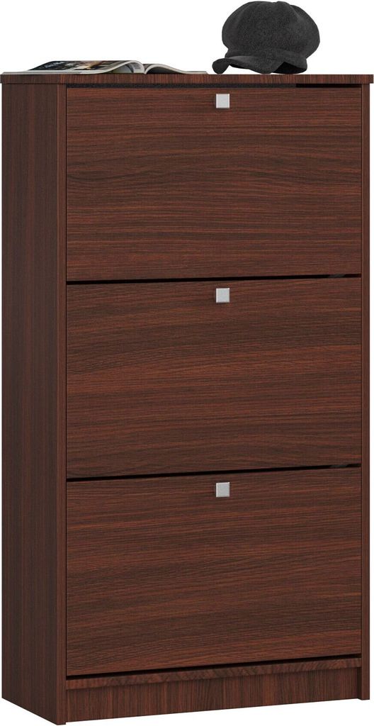 Schuhschrank AKORD in der Farbe Wenge mit 3 Schuhkipper B60 x H113 x T28,5 cm