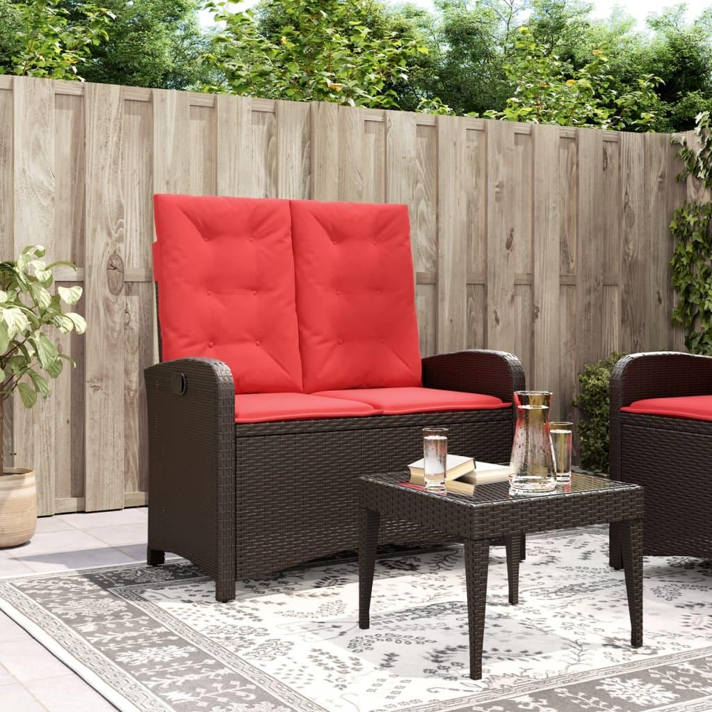 "2026 Moderne" Gartenbank Verstellbar mit Kissen Braun Poly Rattan - Gartenbänke CJG953627
