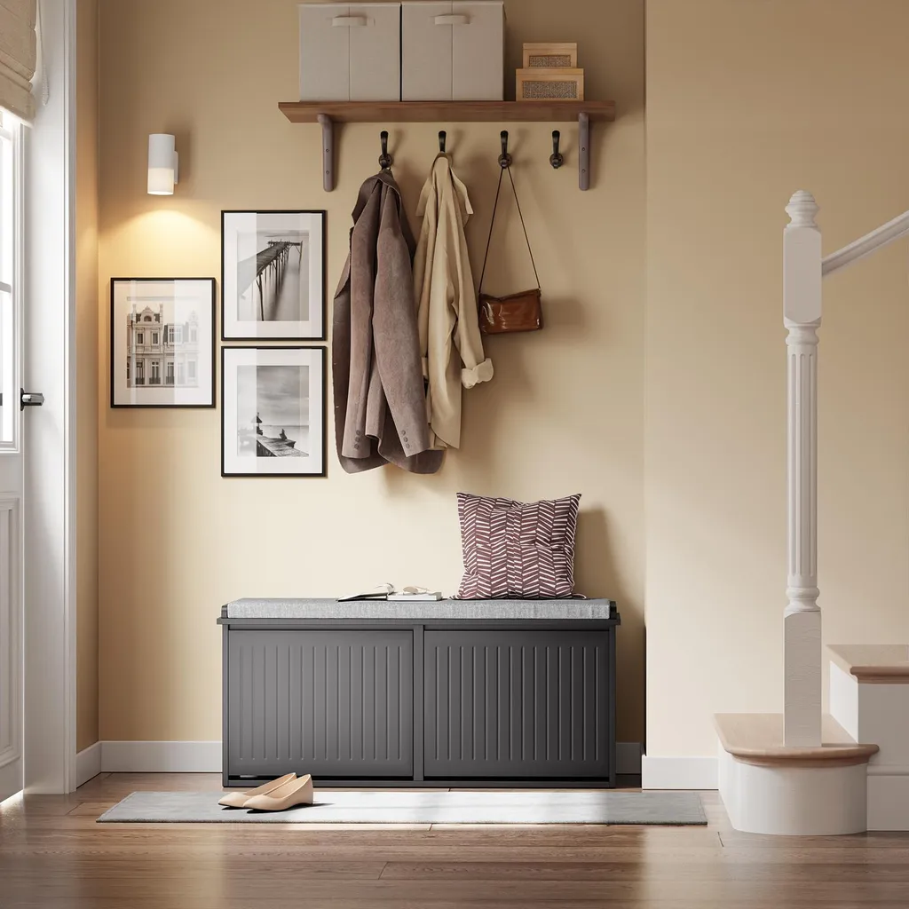 Banc d'Entrée pour Chaussures Gris Foncé : Rangement et Assise XL