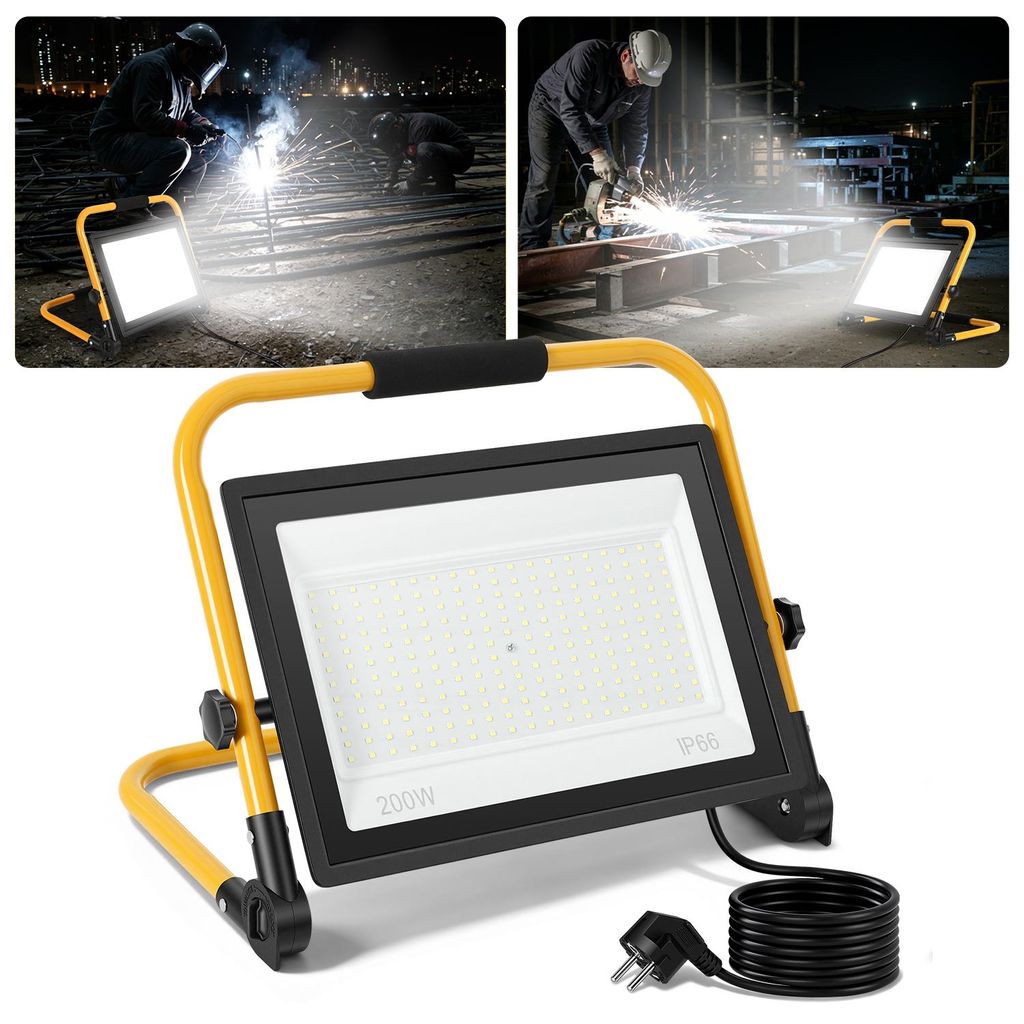Ikodm LED Baustrahler 200W Kaltweiß 6500K IP66 Produktbild 