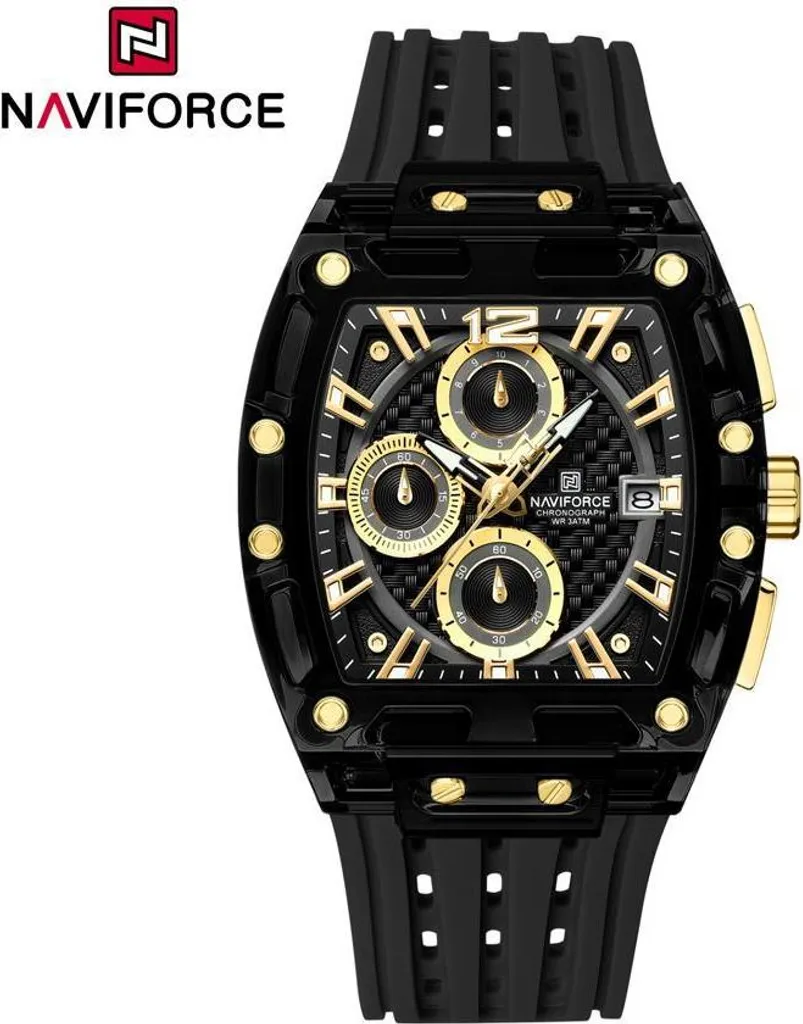 Montre Homme NAVIFORCE SI-38622 - Chronographe Élégant Noir et Or