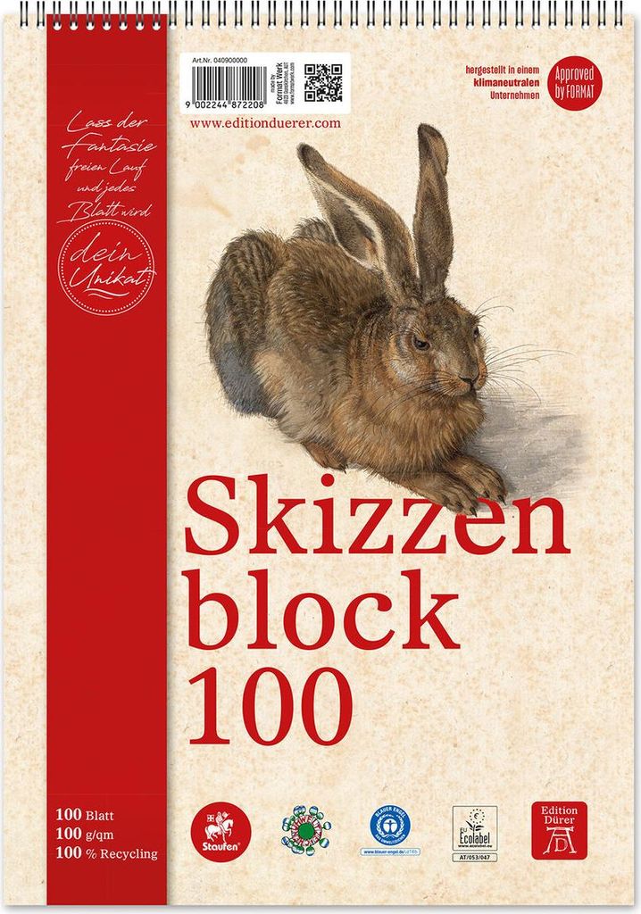 Edition DÜRER 040900000 Skizzenblock - A4, 100 g/qm, 100 Blatt