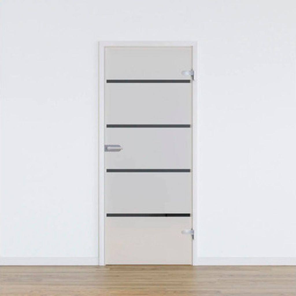 Pertura Glastür Komplettset Glera 4 Stripes 709x2097x8 mm Rechts inkl. Studio Beschlag Edelstahl unverschließbar