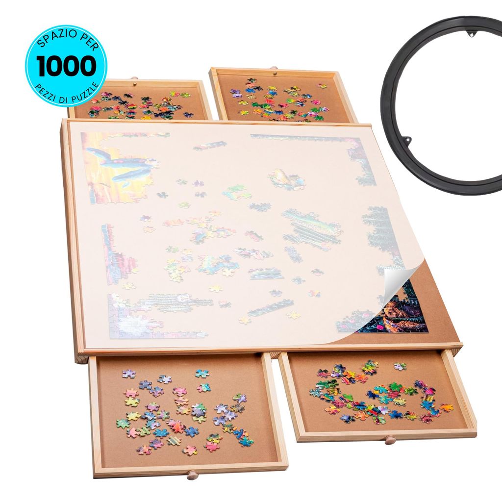 Tavola per puzzle PiecePro con 4 cassetti e coperchio Immagine del prodotto 