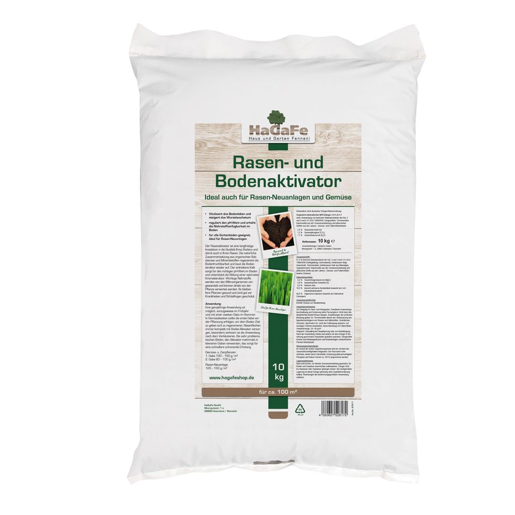 HaGaFe Rasenaktivator & Bodenaktivator m. Tonmineralien Algenkalk Urgesteinsmehl (10 kg (1x 10 kg))