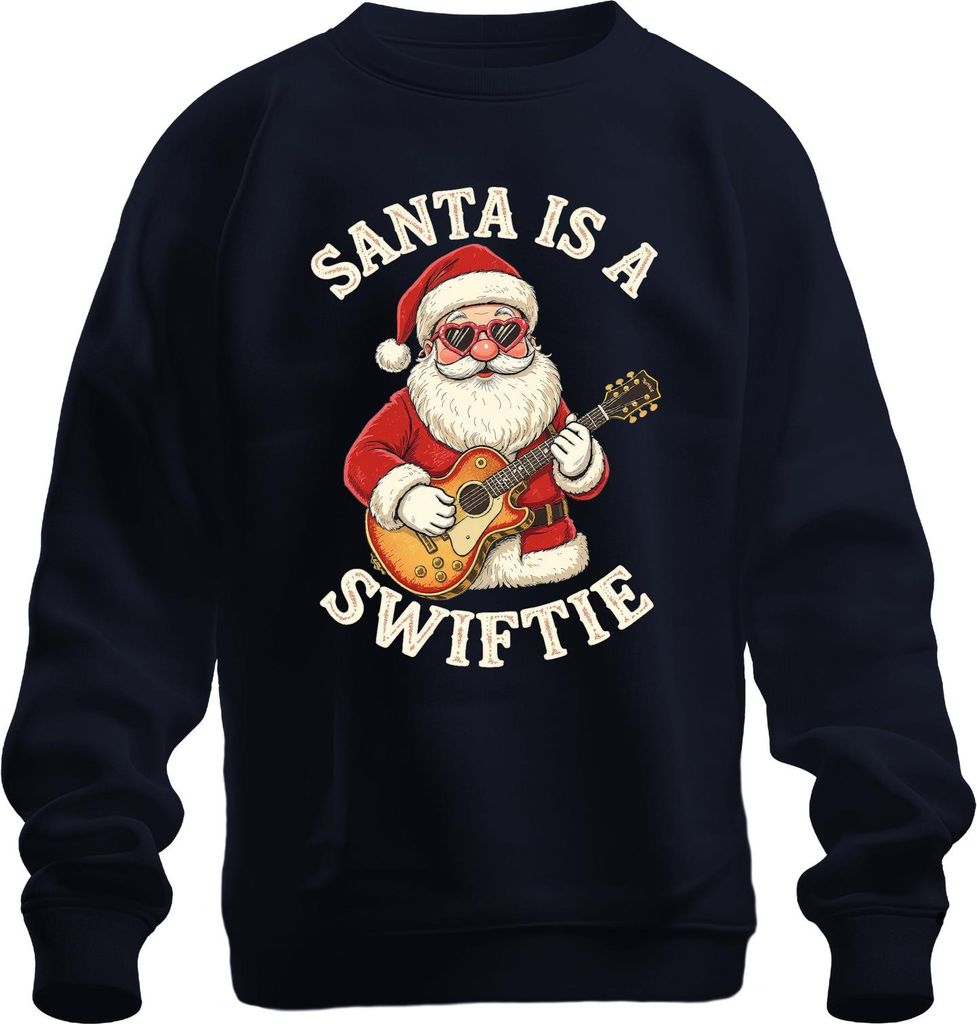 SANTA lustiger Spruch Weihnachten Swift Gitarre Musik Rock Uni Sweatshirt Pullover, Navy, XXL