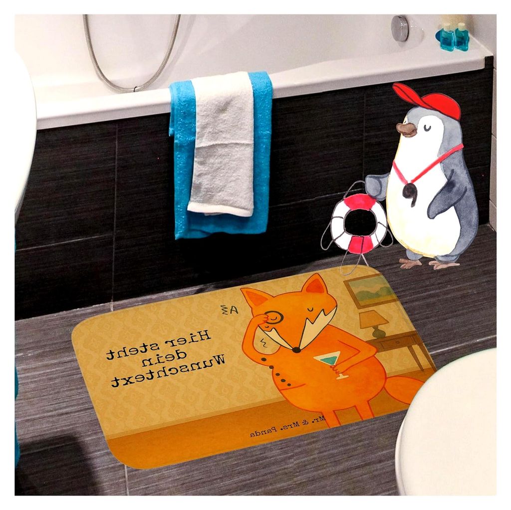 Personalisierter Badvorleger Fuchs Design - Geschenk, Lustiger Spruch, Mond, Stilvoll, Badläufer Mit Namen, Selbst Gestalten, Neugier, Tröstende ...