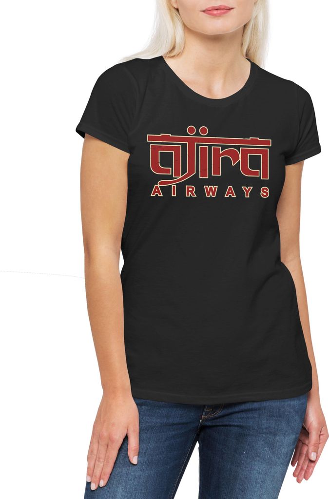 Urban Backwoods Ajira Airways, Damen T-Shirt, Farbe: Schwarz, Größe: 3XL