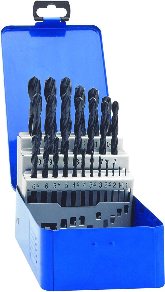 Exact 32002 HSS Metal twist drill bit set 25-piece cut DIN 338 Cylinder shank 1 Set