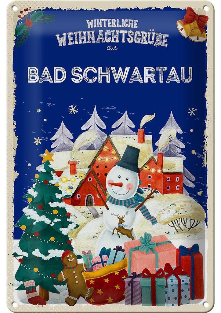 Blechschild Weihnachtsgrüße BAD SCHWARTAU 20x30cm Produktbild 