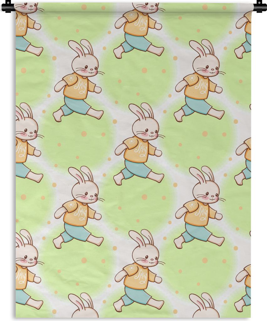 MuchoWow Wandteppich Wandbehang Kaninchen - Muster - Kinder - Cartoon 60x80 cm Tapisserie Dekoration Wandtuch - Decke - Wandtücher - Wohne
