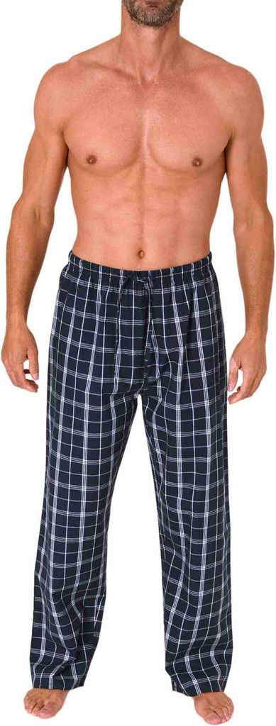 Herren Schlafanzug Pyjama Hose lang kariert aus Baumwolle ; grau1 , 52