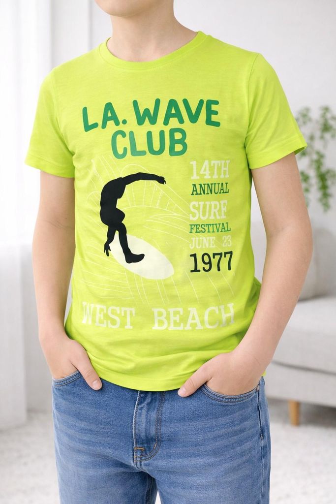60627 Blue Seven Jungen Surf Festival T-Shirt Gr. 152 – Gelb, 100 % Baumwolle