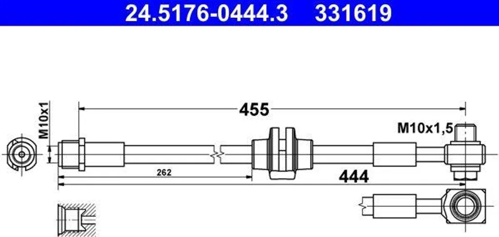 Flexible de frein ATE OE 562410 haute résistance pour Opel Zafira A/B
