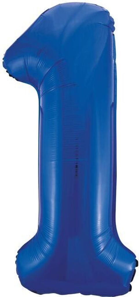 Folienballon Zahl 1 in Blau, ca. 86 cm, für Geburtstag und Party, mit Helium oder Luft befüllbar