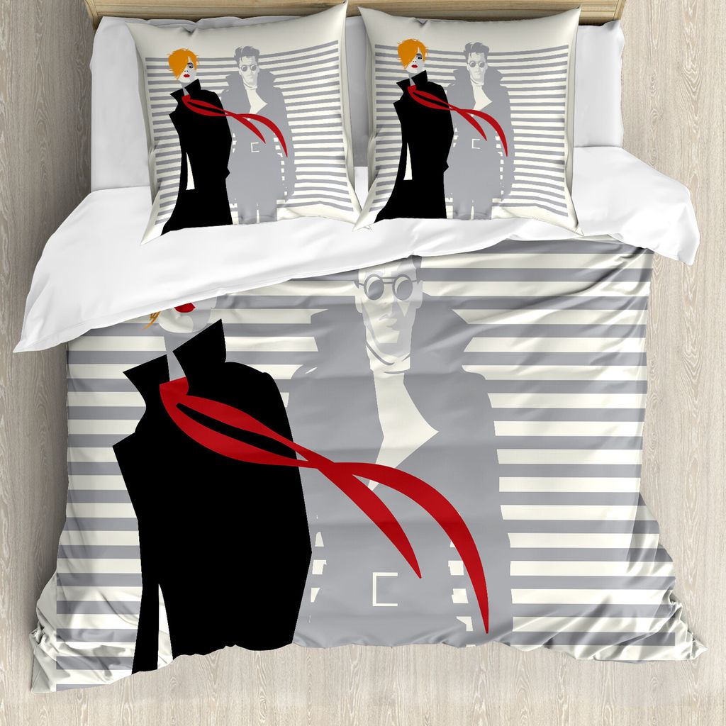 ABAKUHAUS abstrakte Frauen Bettbezug Set für Einzelbetten, Moderne Streifen, Milbensicher Allergiker geeignet mit Kissenbezug, 200 cm x 200 cm - 8...
