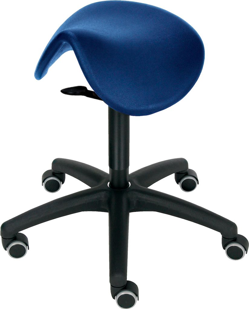 Sattelhocker Lexington mit Sitzneige | Sitzhöhe 49-68cm | Ø 63cm | Tragfähigkeit 110kg | Kunstleder-Sitz | Kunststoff-Fußkreuz mit Rollen | Ato...