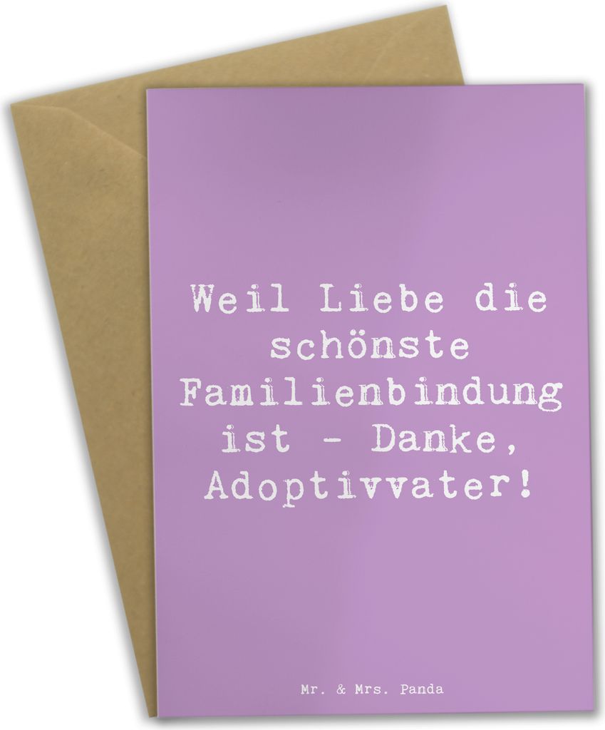 Mr. & Mrs. Panda Glückwunschkarte Spruch Danke Adoptivvater - Lavendeltraum - Geschenk, Freude, einladungskarten, osterkarten, Liebe, Familie, dan...