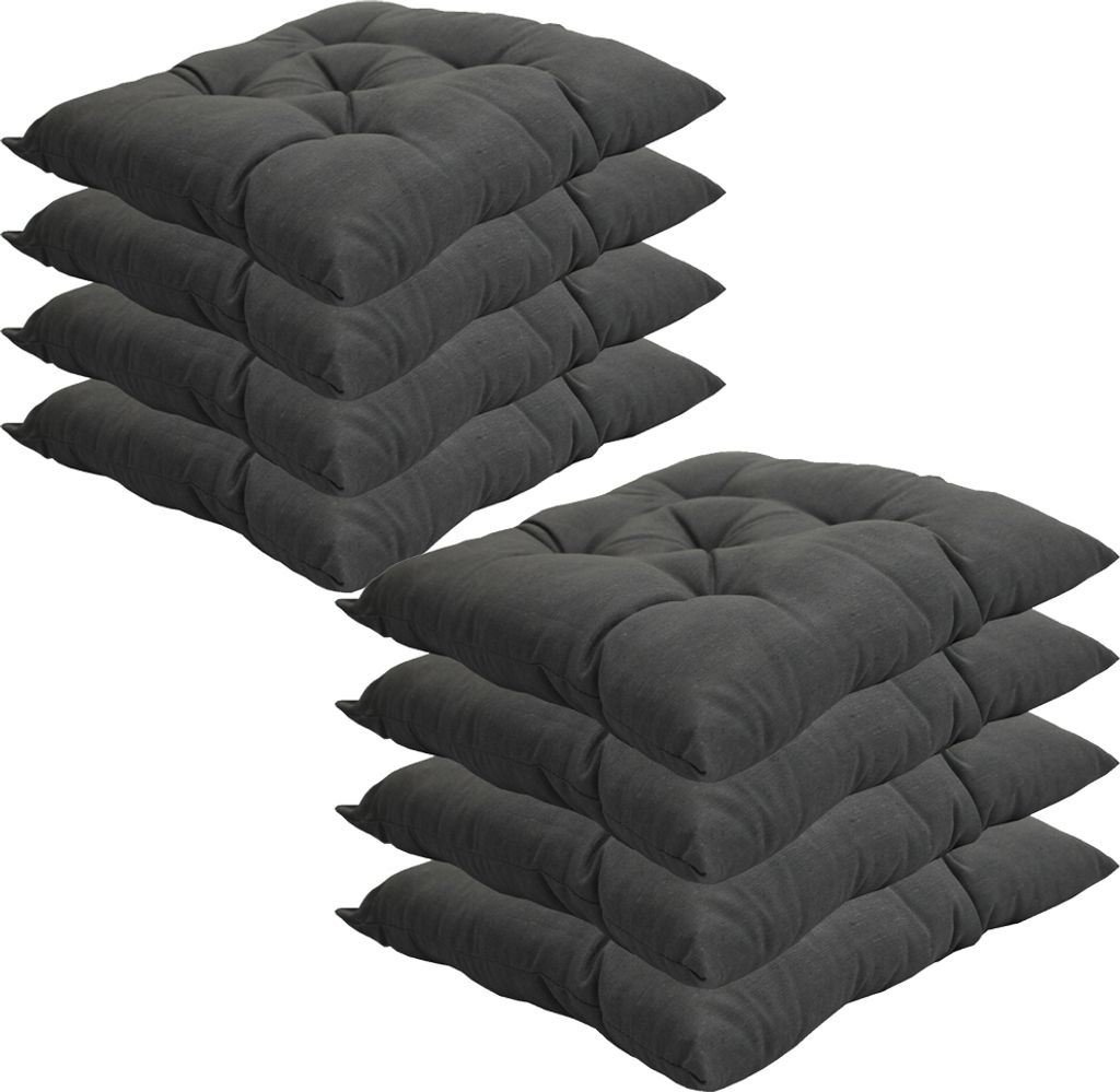 Stuhlkissen 38x38 cm ComfySeat - Sitzkissen mit 6 cm Comfort Sitzpolster - Indoor & Outdoor, Farbe:Grau, Set:8er Set