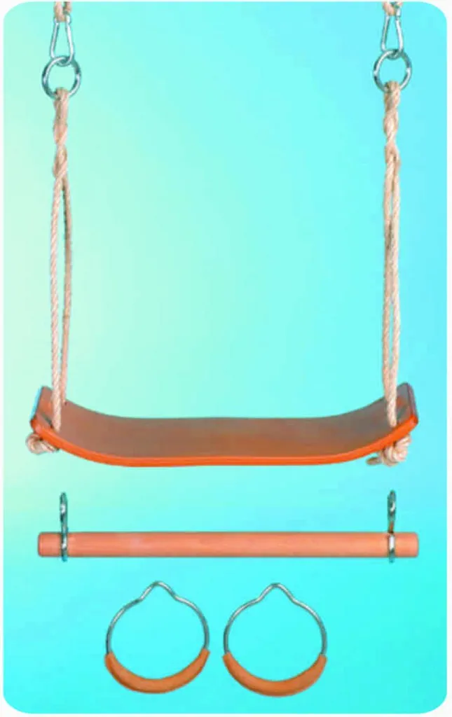 Siège de balançoire courbé en bois naturel et corde de sisal pour portique