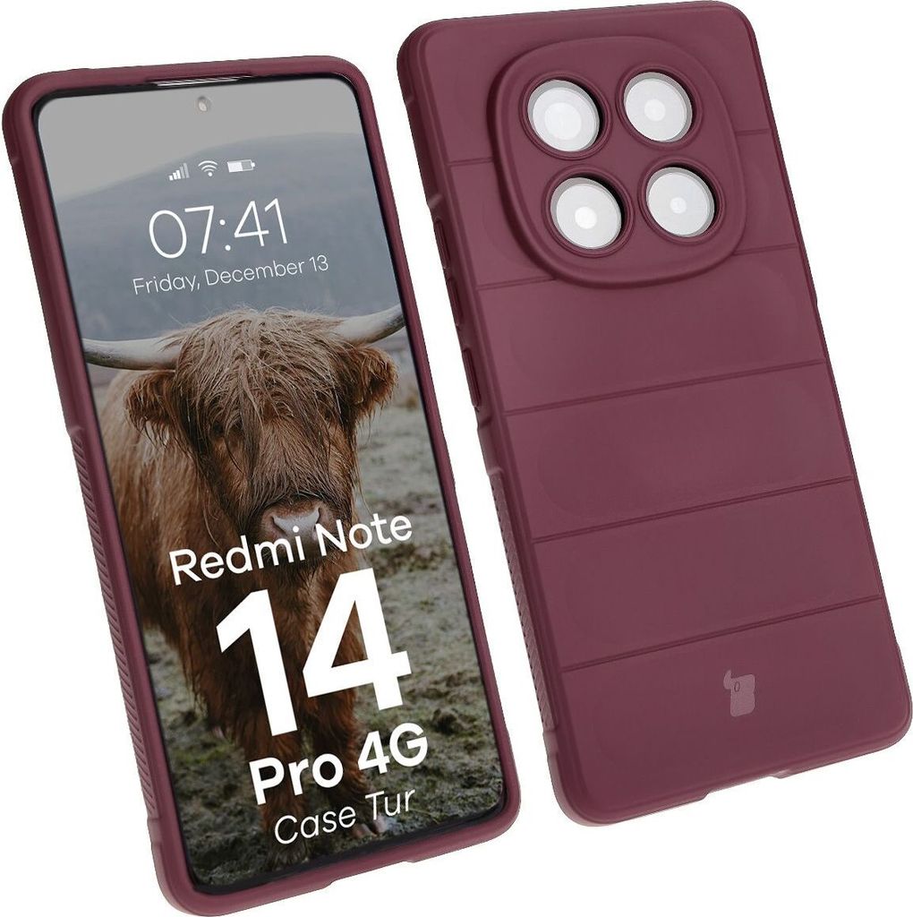 Pancerne etui Bizon Case Tur do Xiaomi Redmi Note 14 Pro 4G, ciemnofioletowe