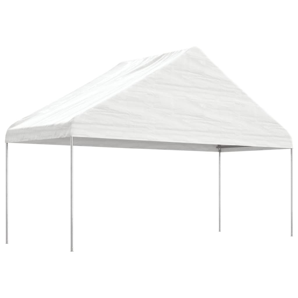 The Living Store Pavillon mit Dach Weiß 5,88x2,23x3,75 m Polyethylen