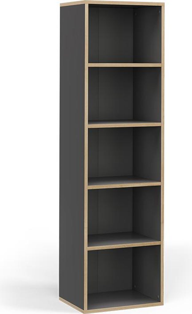 Bücherregal Vicco Tetrix Anthrazit 40 x 140 cm mit 5 Fächern, Model 56547