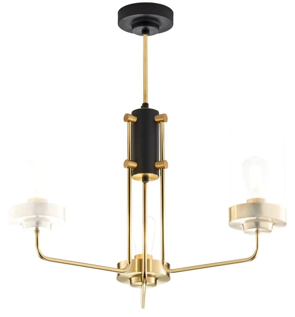 Plafonnier Design Industriel 3x40W Métal Noir Intérieur Doré Jupiter