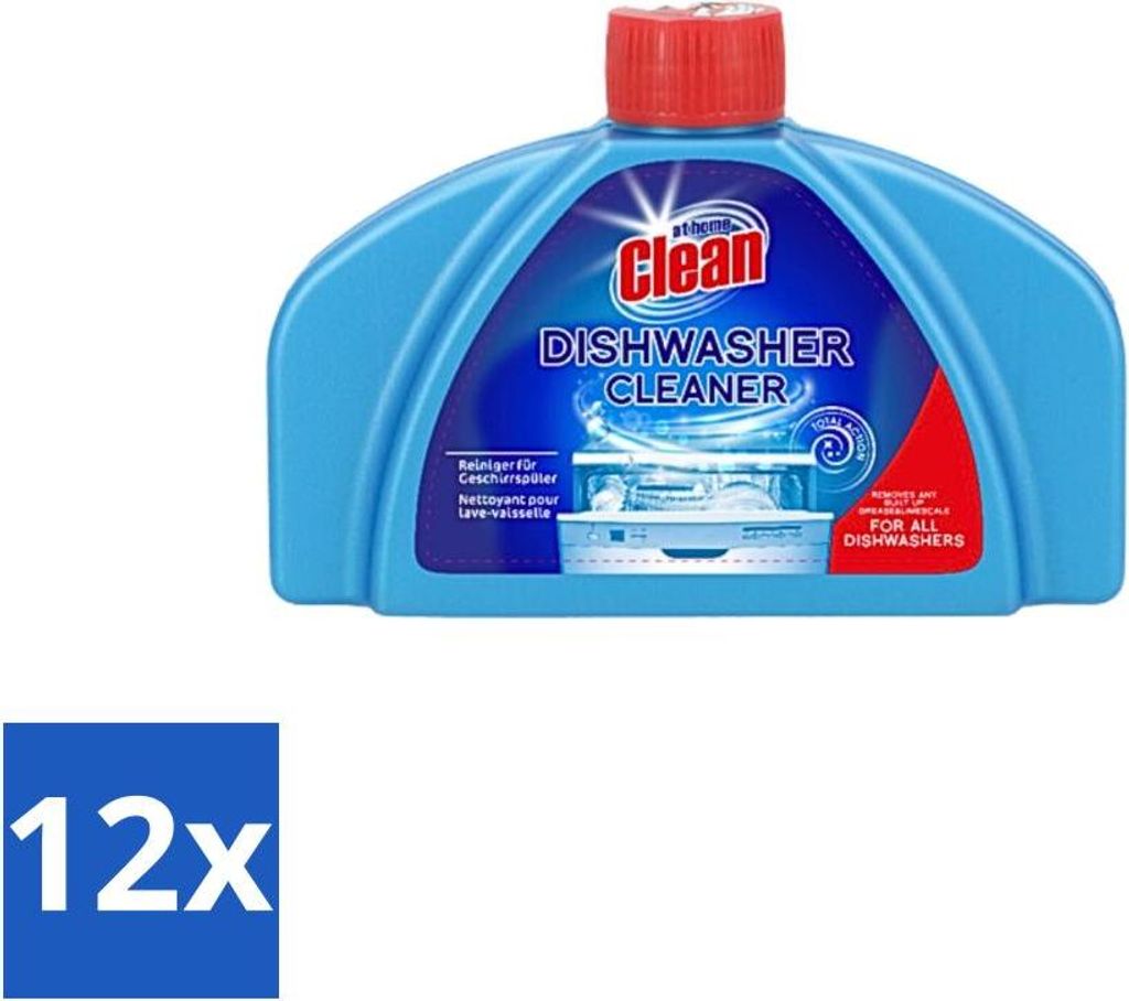 At Home - Clean - Spülmaschinenreiniger - Entfernt hartnäckigen Schmutz - 250 ml - Vorteilspack - 12 Stücke