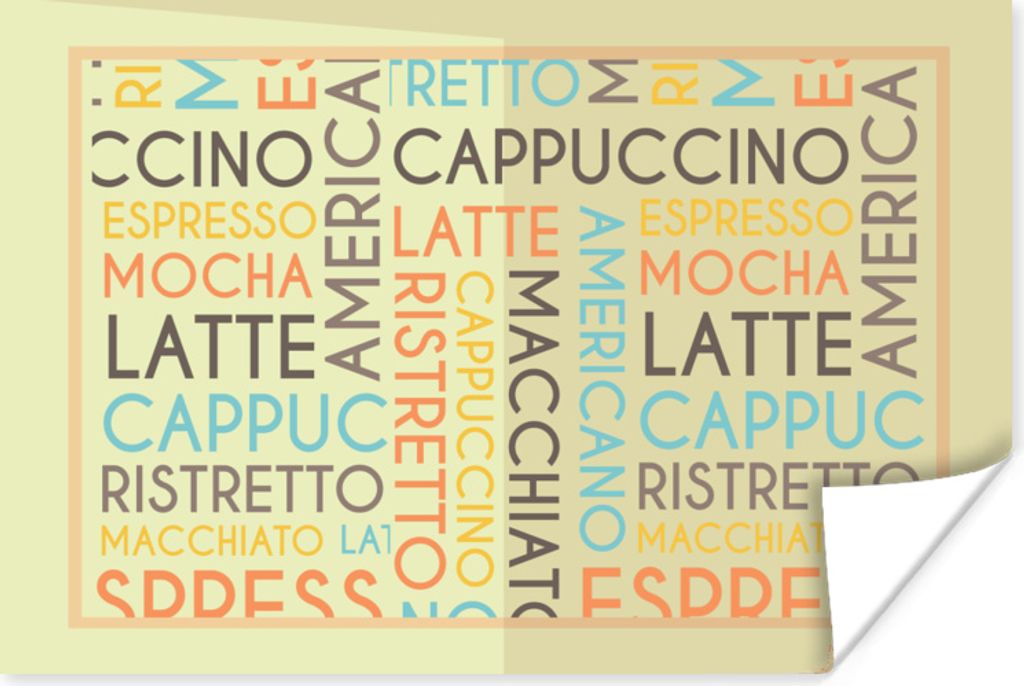 MuchoWow Poster "Espresso, Latte, Cappuccino" - Kaffee - Sprichwörter - Zitate 180x120 cm - Fotoplakat