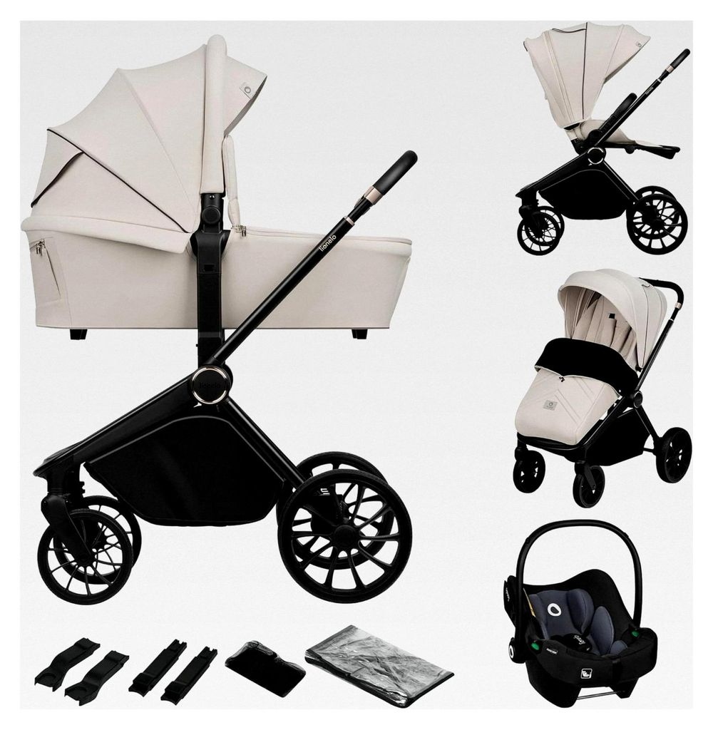 MIKA PLUS 3-in-1 Buggy für 0-48 Monate bis 22 kg, Babywanne bis 9 kg, Kindersitz bis 13 kg, verstellbare Rückenlehne, Dämpfung, 360° Räder, XX...