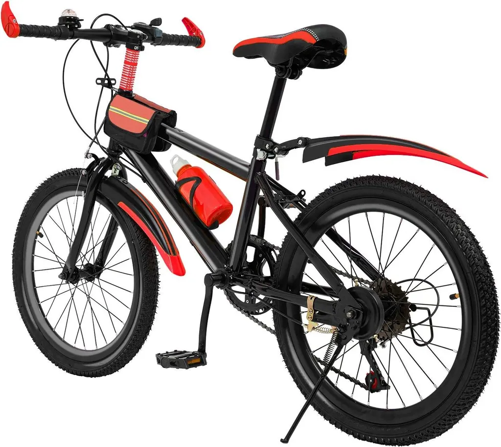 VTT enfant roues 20 pouces avec suspension avant et cadre acier rouge