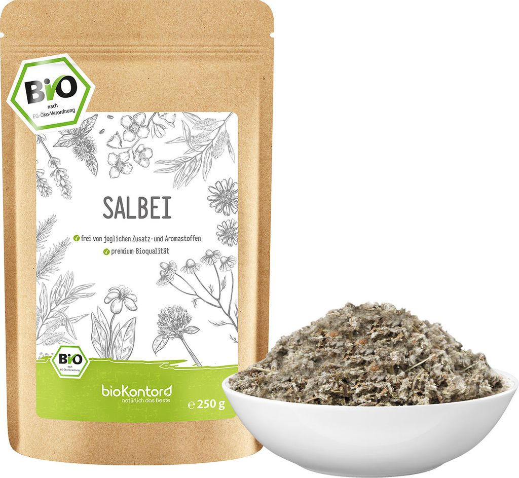 Salbei 250 g I getrocknet und geschnitten | Salbeitee gerebelt 100% natürlich | bioKontor