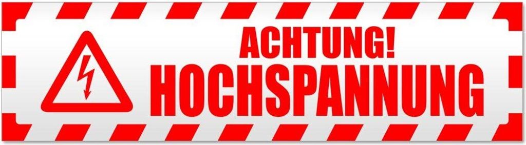 Kiwistar Achtung Hochspannung gestreift Magnetschild Schild magnetisch - 45cm Rot - Magnetfolie für Auto PKW Kfz