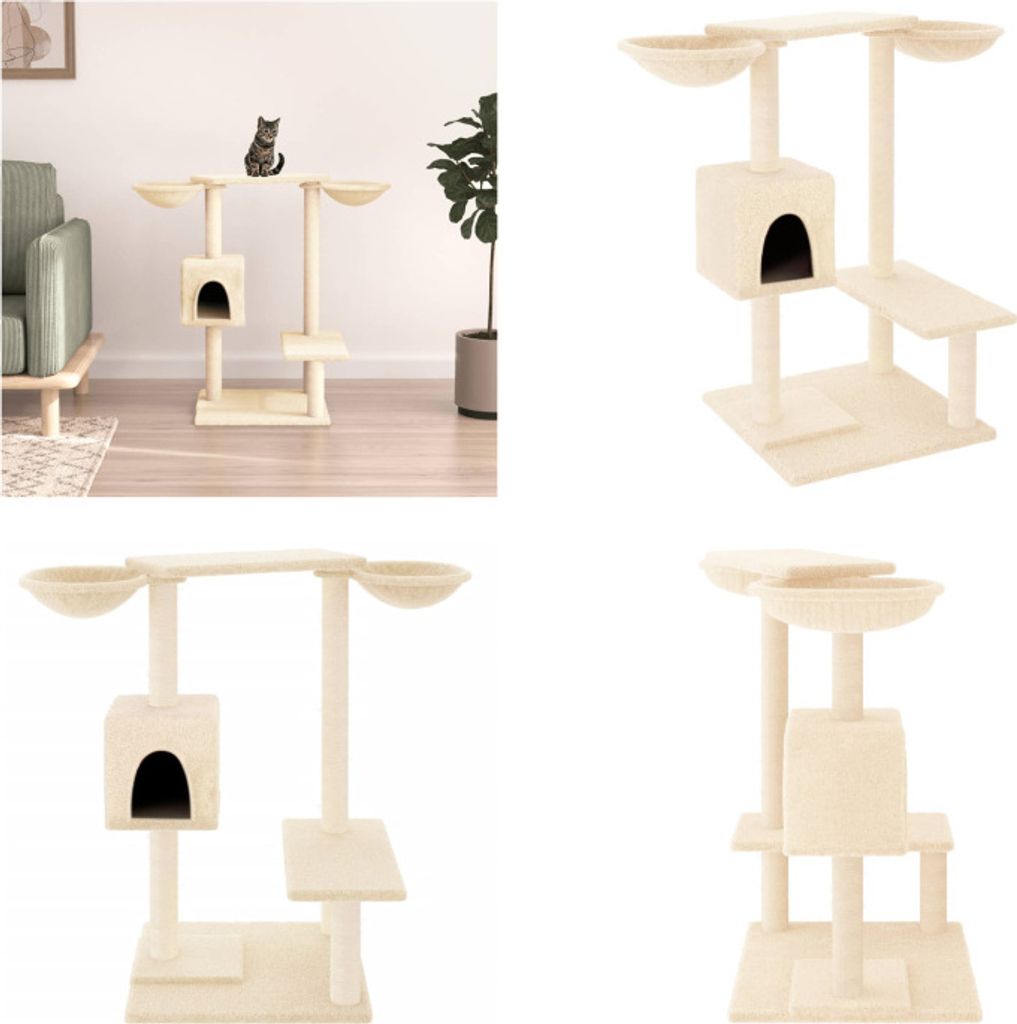 vidaXL Kratzbaum mit Kratzsäulen Creme 82 cm - Kratzbaum - Kratzbäume - Katzenturm - Katzenmöbel