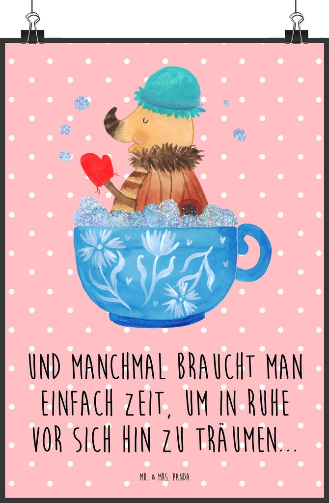 Mr. & Mrs. Panda Bild Nachtfalter Schaumbad DIN A2 - Rot Produktbild 