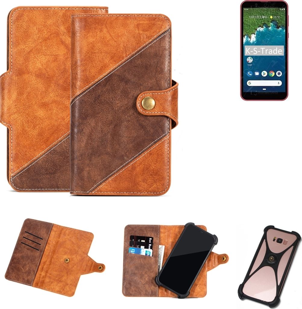 K-S-Trade Handy-Hülle Schutz-Hülle Bookstyle Case Wallet-Case kompatibel mit Sharp Android One S5 Handy Cover Bumper Kantenschutz Smartphone