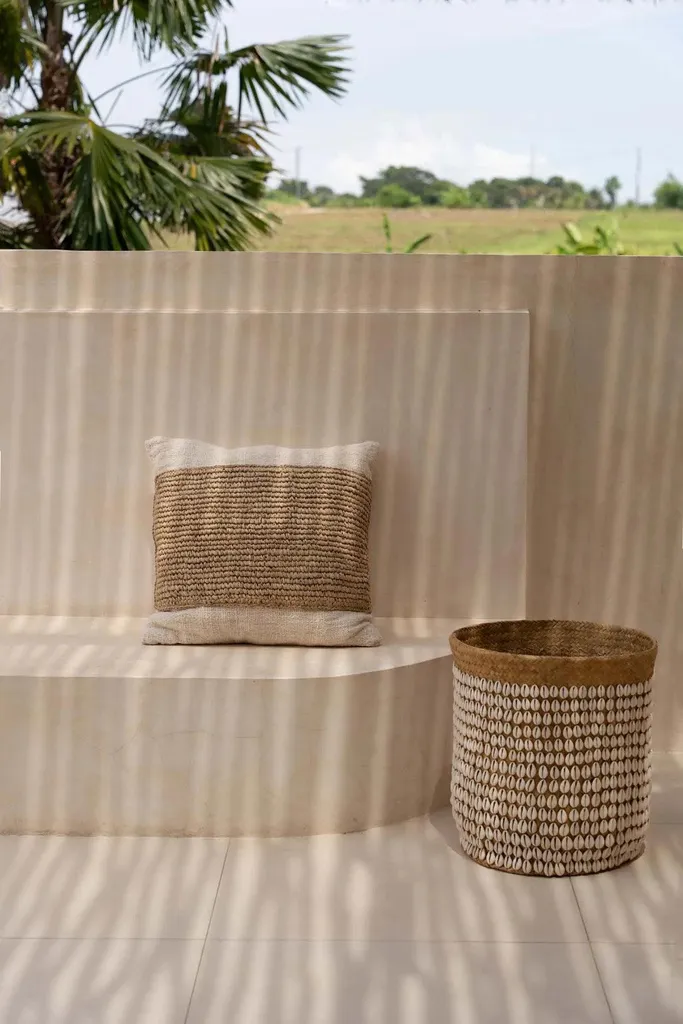 Panier Déco Pandan Marron et Blanc - Solution de Rangement Esthétique - 5
