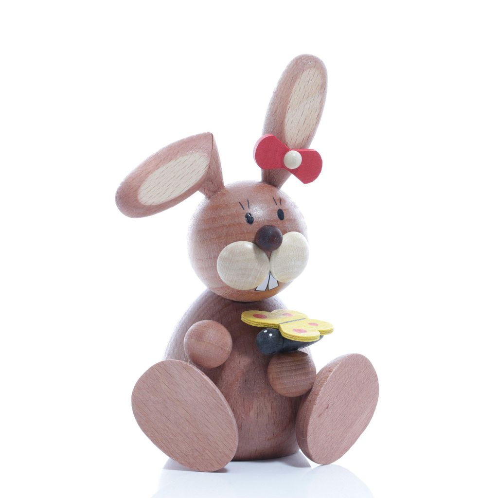 Osterartikel Osterhase sitzend mit Schmetterling HxB 11,2x7cm NEU