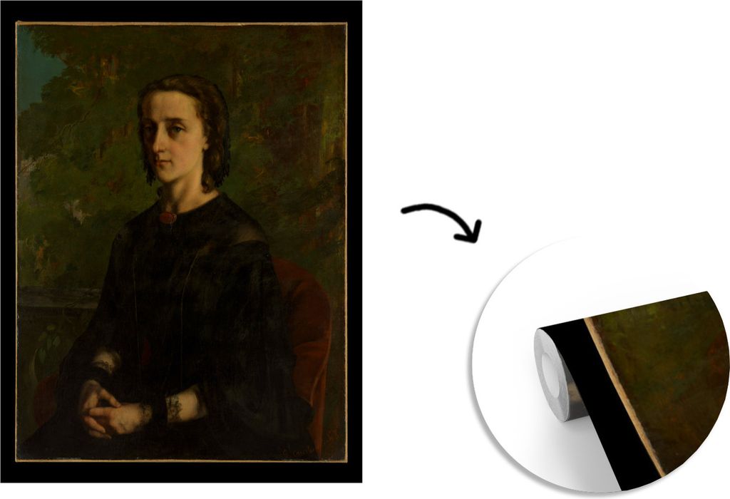 MuchoWow Fototapete für Wohnzimmer oder Schlafzimmer Wandtapete Vinyl Motivtapete Madame de Brayer - Gemälde von Gustave Courbet - 225x280 cm -...